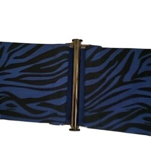 Blue and black stretch zebra belt